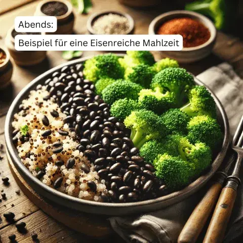 Beispiel für eine Eisenreiche Mahlzeit Brokkoli Hülsenfrüchte Quinoa