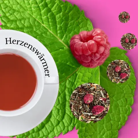 Herzenswärmer Himbeer Minze Tee Rooibos Mrs. Tea Tee Kräutertee Früchtetee Minztee