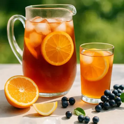 Früchtezauber Eistee Hot & Cold Karaffe eiswürfel, frische orangen